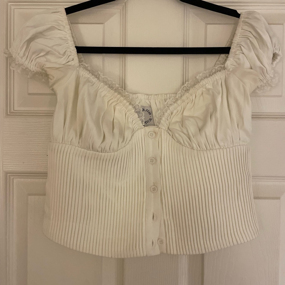 With Jean Cream Button-Down Blouse